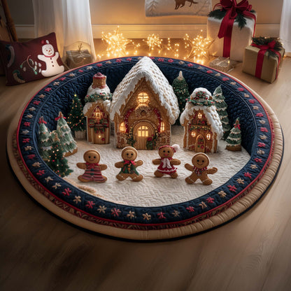 Cheerful Gingerbread Man Quilted Round Mat GFTOYC1878
