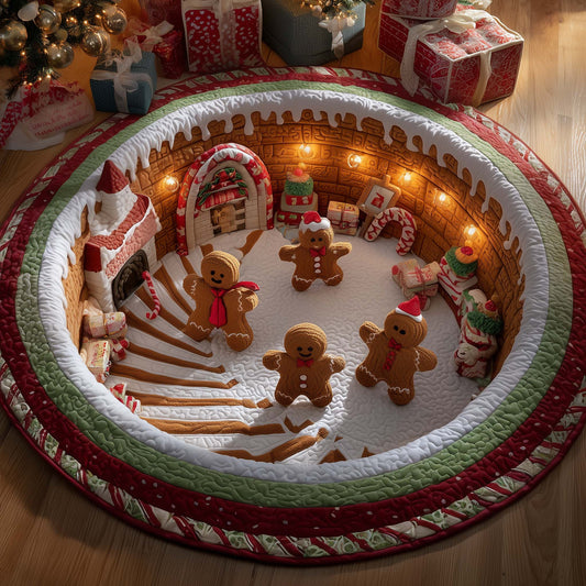 Cheerful Gingerbread Man Quilted Round Mat GFTOYC1879