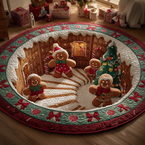 Cheerful Gingerbread Man Quilted Round Mat GFTOYC1880
