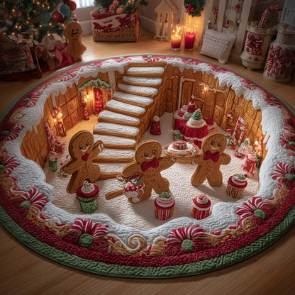 Cheerful Gingerbread Man Quilted Round Mat GFTOYC1881