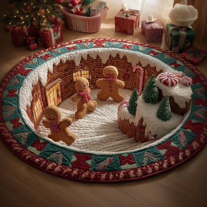 Cheerful Gingerbread Man Quilted Round Mat GFTOYC1883