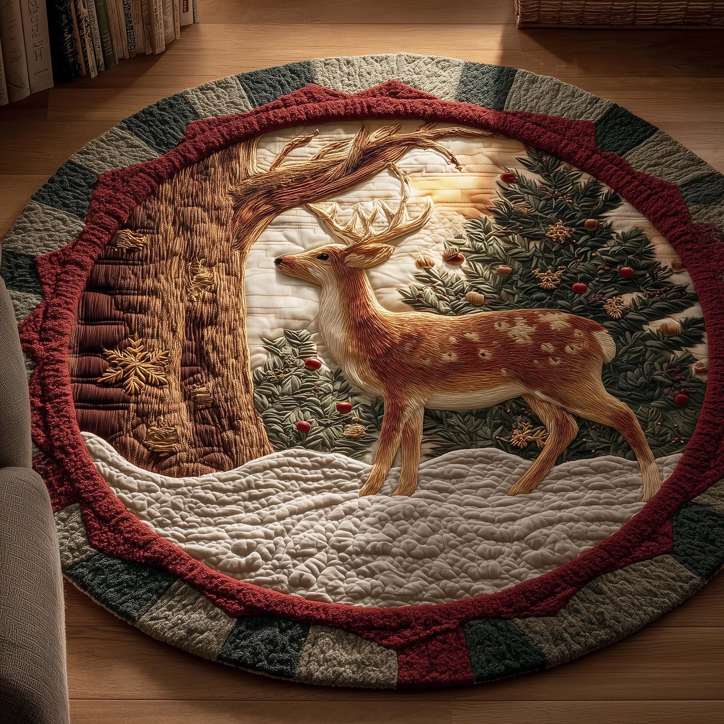 Majestic Deer Quilted Round Mat GFTOYC1884