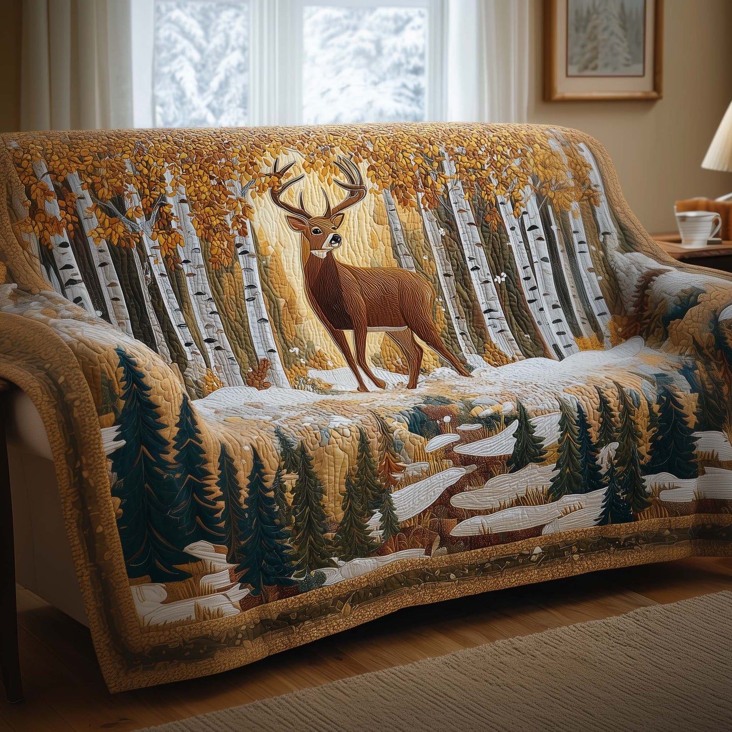 Deer Quilted Sofa Cover GFTOYC1891