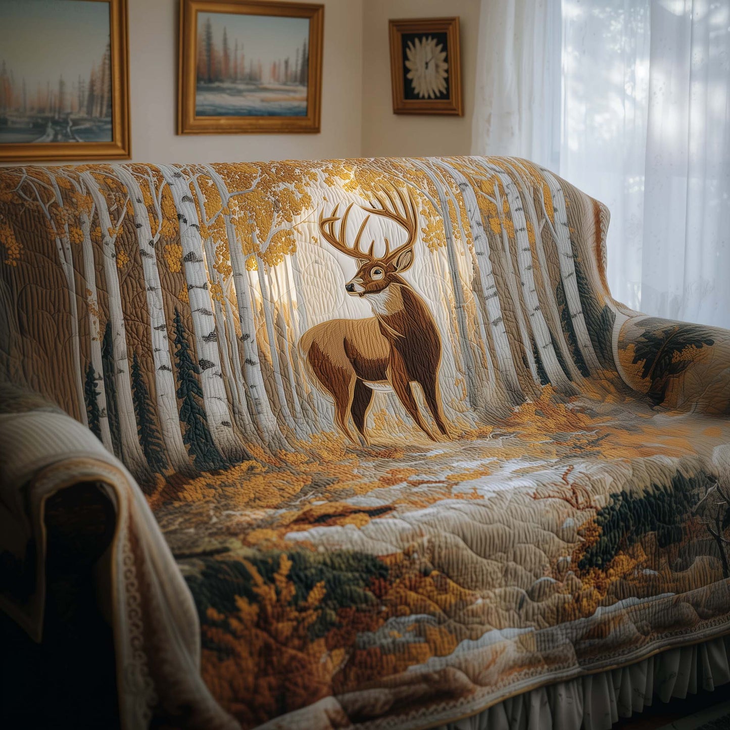 Deer Quilted Sofa Cover GFTOYC1892