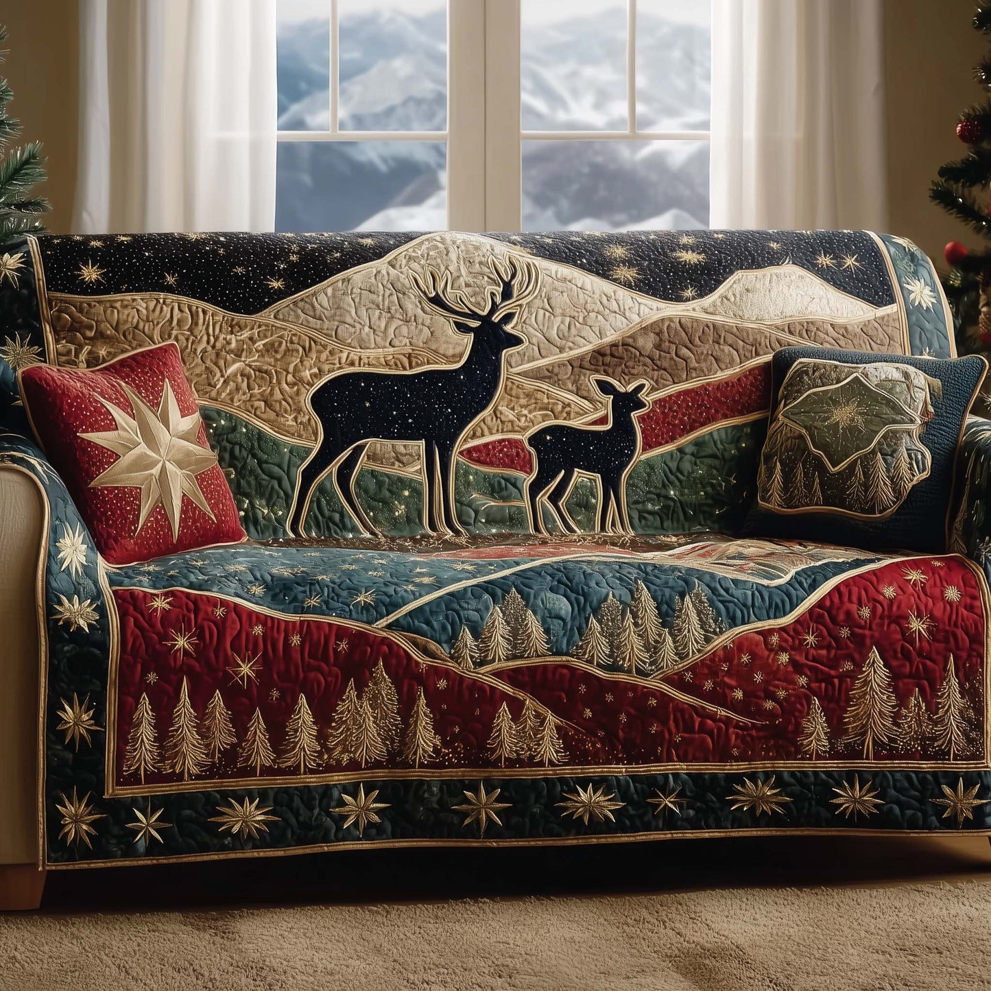 Deer Quilted Sofa Cover GFTOYC1894
