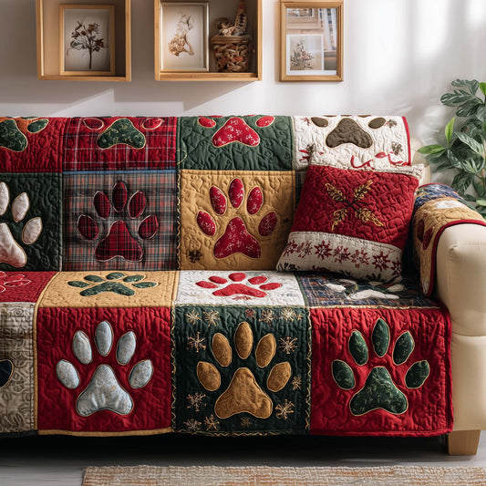 Paws Patchwork Quilted Sofa Cover GFTOYC1901