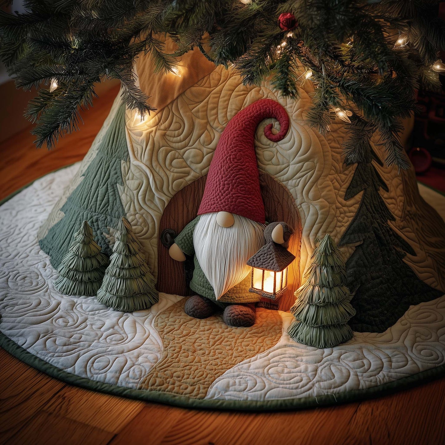 Forest Gnome Quilted Tree Skirt GFTOYC1903