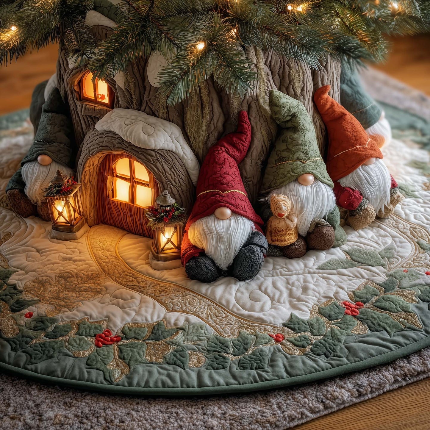 Forest Gnome Quilted Tree Skirt GFTOYC1908