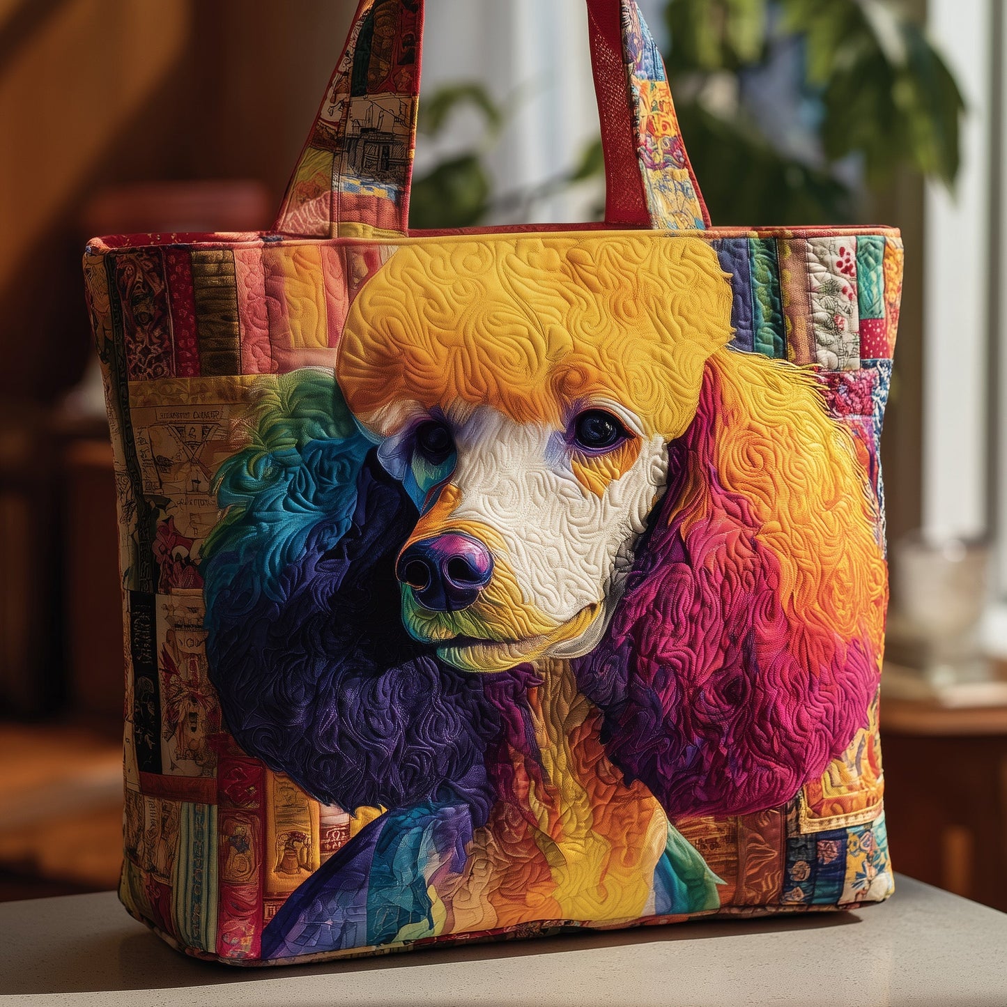 Colorful Poodle Quilted Tote Bag GFTOYC190