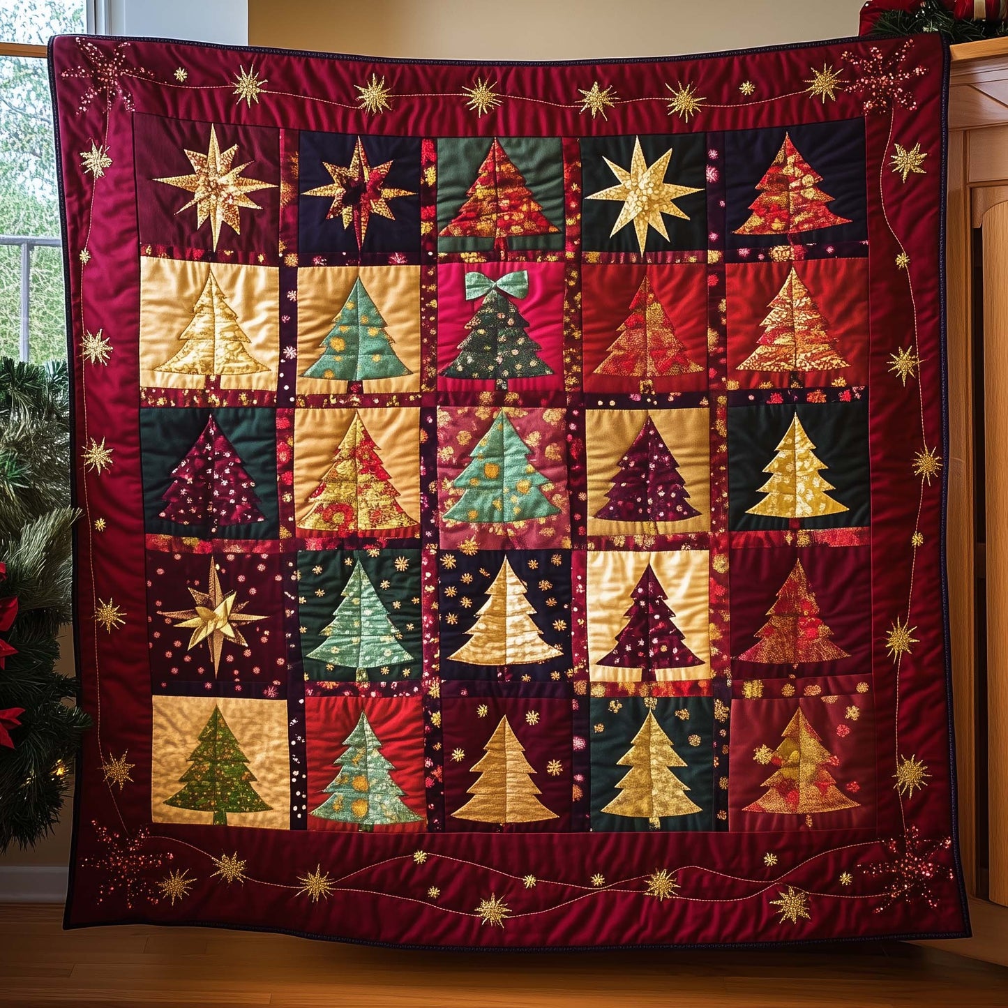 Christmas Patchwork Quilted Blanket GFTOYC1910