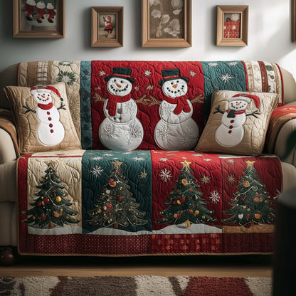 Smiling Snowman Quilted Sofa Cover GFTOYC1937