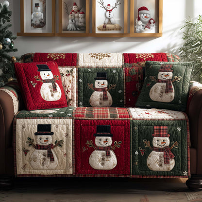 Smiling Snowman Quilted Sofa Cover GFTOYC1938