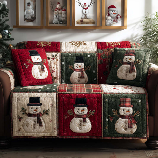 Smiling Snowman Quilted Sofa Cover GFTOYC1938