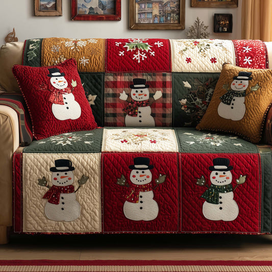 Smiling Snowman Quilted Sofa Cover GFTOYC1939
