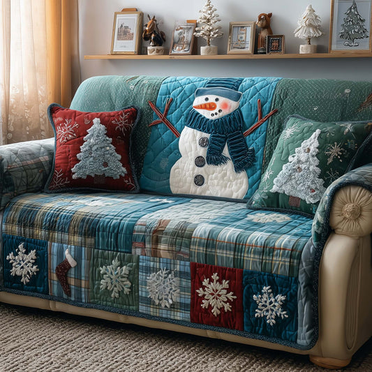 Smiling Snowman Quilted Sofa Cover GFTOYC1940