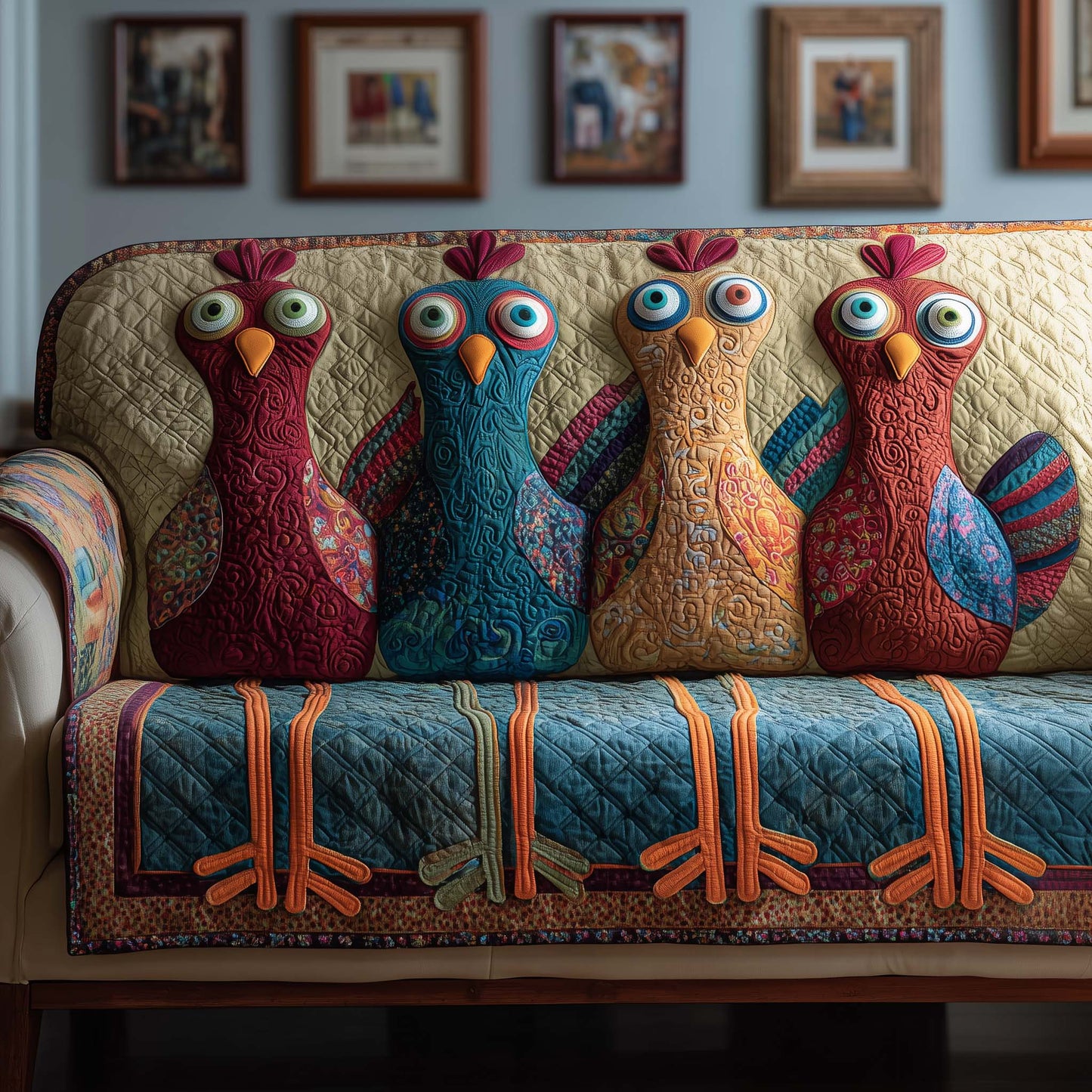 Whimsical Chicken Quilted Sofa Cover GFTOYC1955