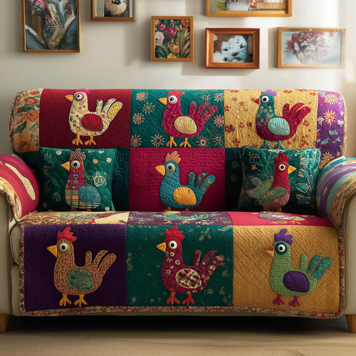 Whimsical Chicken Quilted Sofa Cover GFTOYC1956