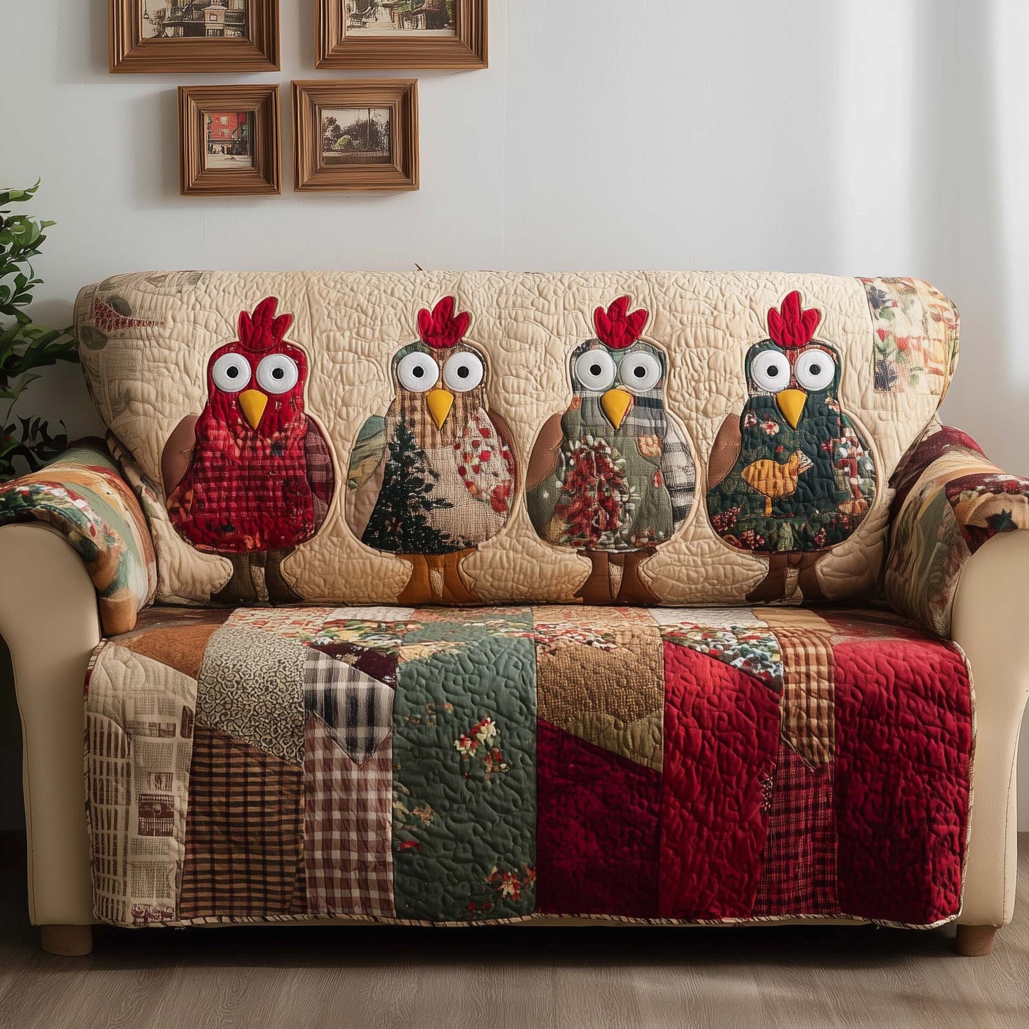 Whimsical Chicken Quilted Sofa Cover GFTOYC1957