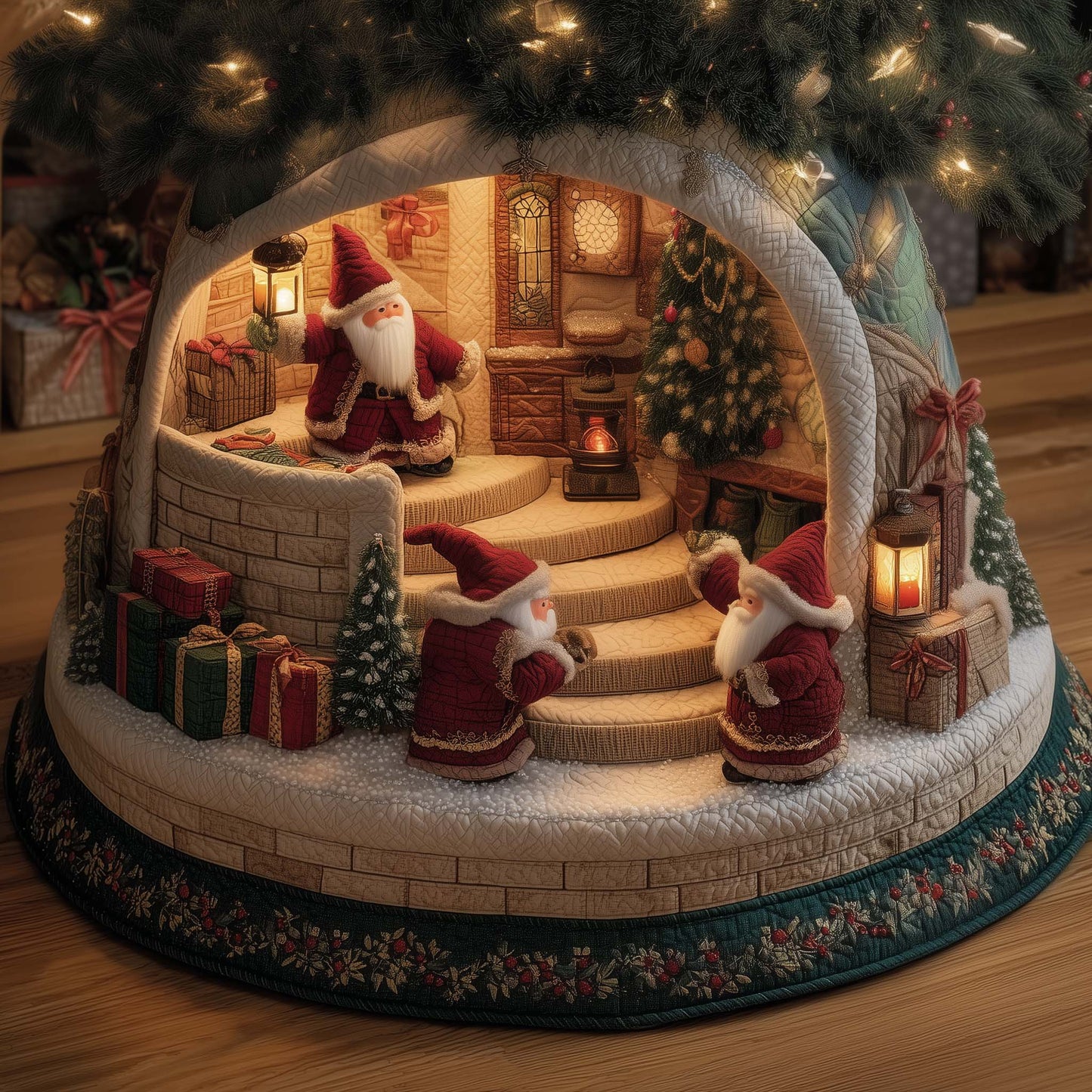 Climbing Santa Quilted Tree Skirt GFTOYC1963
