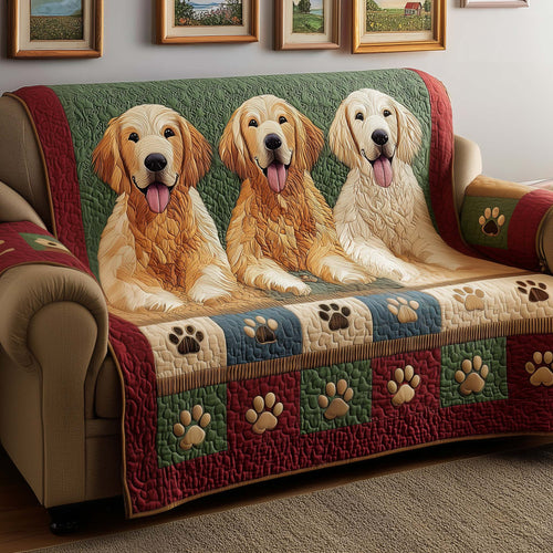 Golden Retriever Paws Quilted Sofa Cover GFTOYC1970