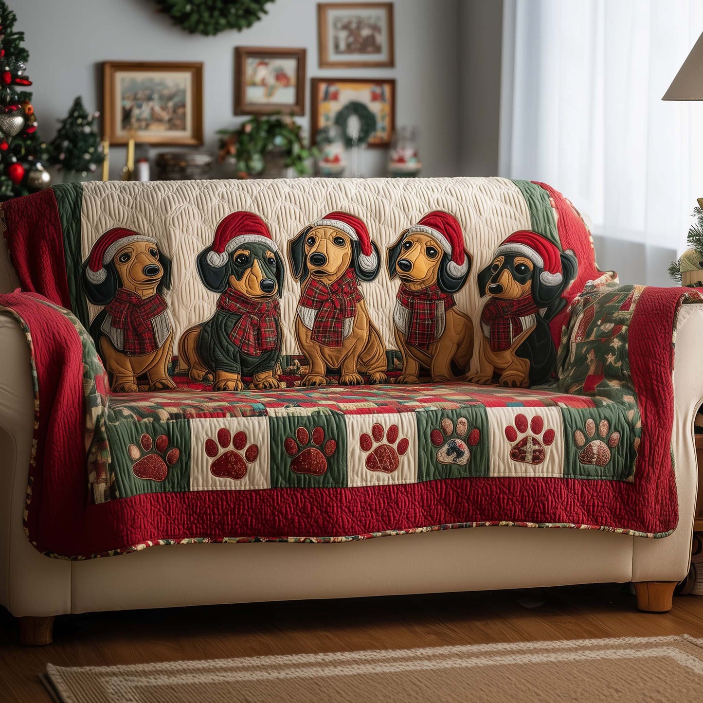 Dachshund Paws Quilted Sofa Cover GFTOYC1971