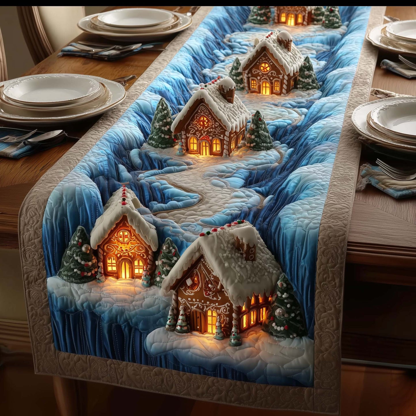 Gingerbread House Quilted Table Runner GFTOYC1979