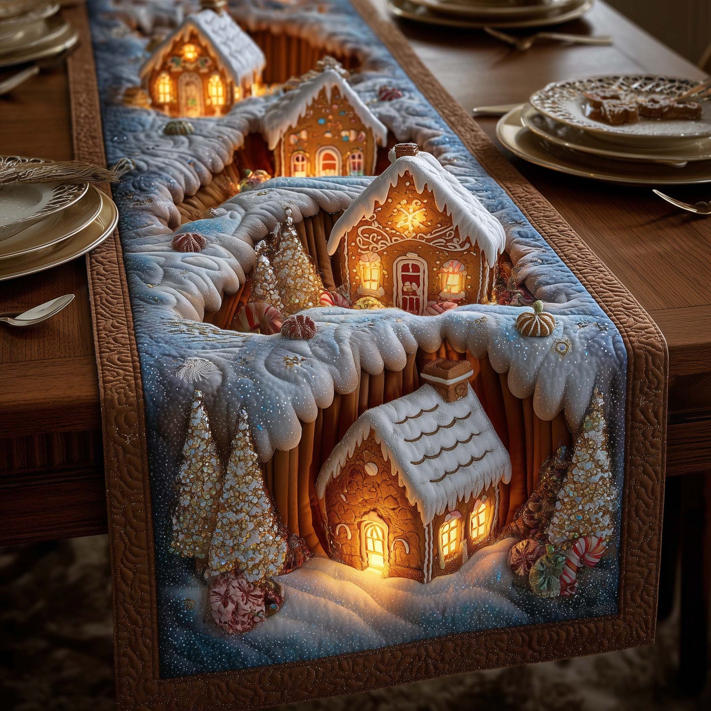Gingerbread House Quilted Table Runner GFTOYC1983