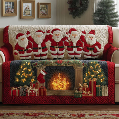 Festive Fireplace Quilted Sofa Cover GFTOYC2003