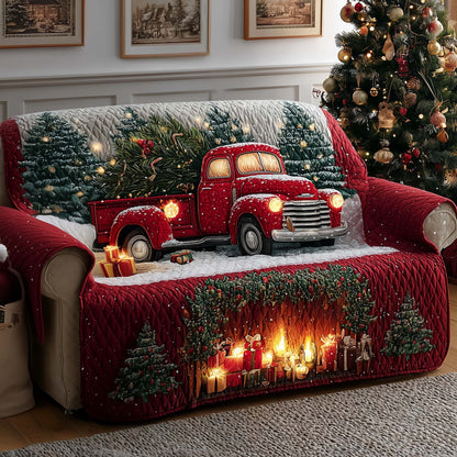 Festive Fireplace Quilted Sofa Cover GFTOYC2006