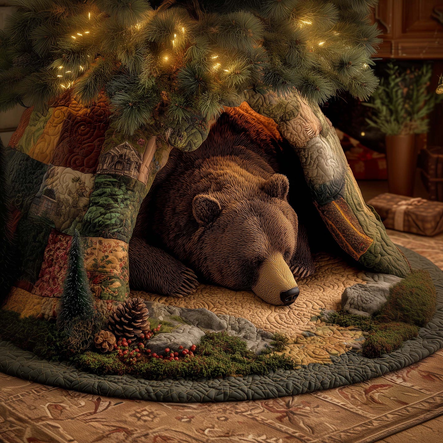 Woodland Bear Quilted Tree Skirt GFTOYC2021