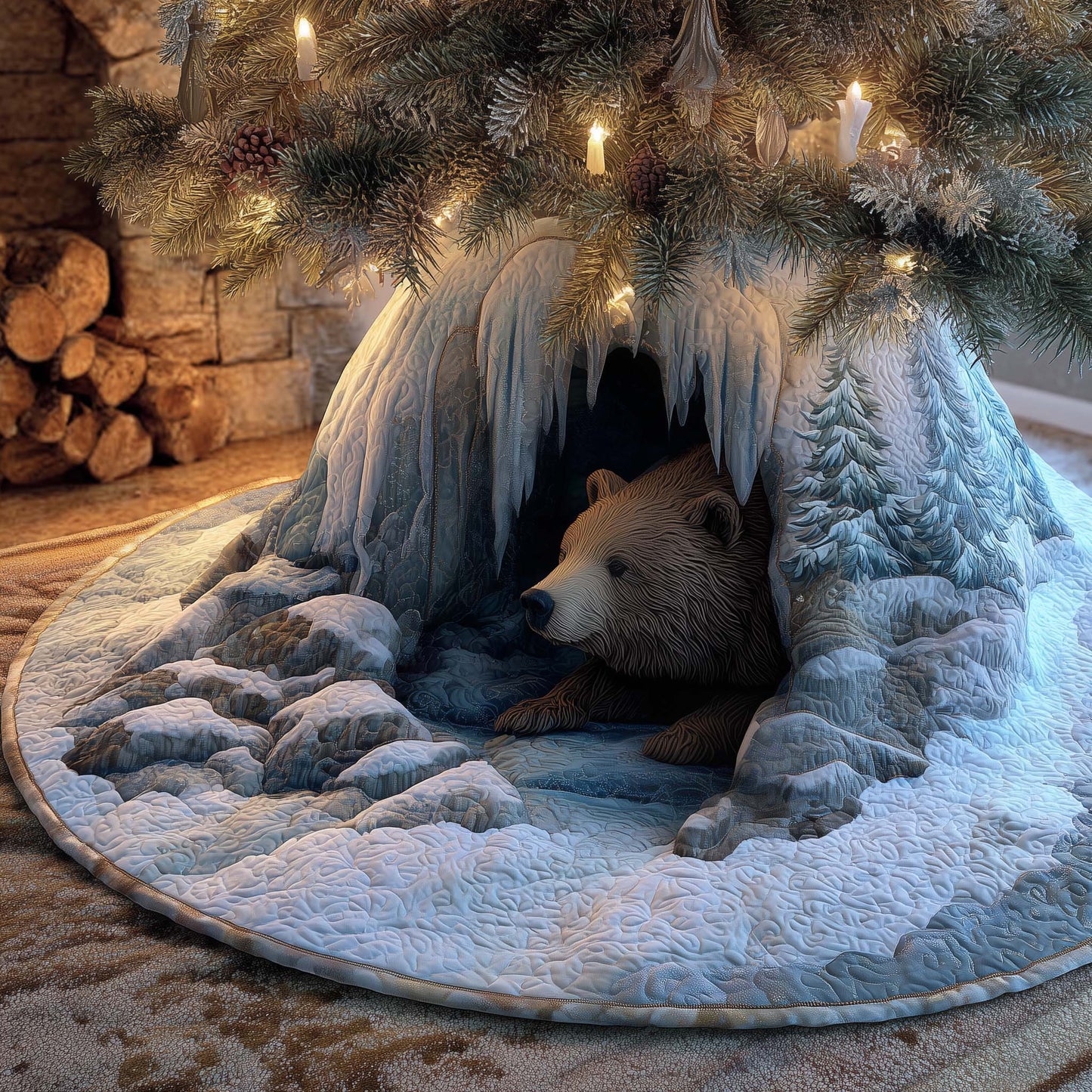Woodland Bear Quilted Tree Skirt GFTOYC2022