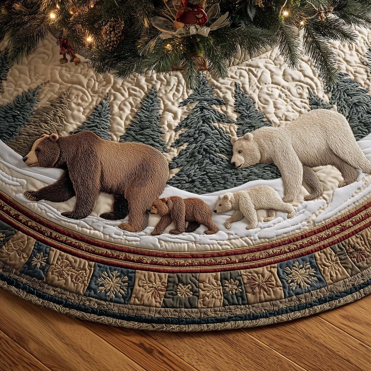 Woodland Bear Quilted Tree Skirt GFTOYC2025