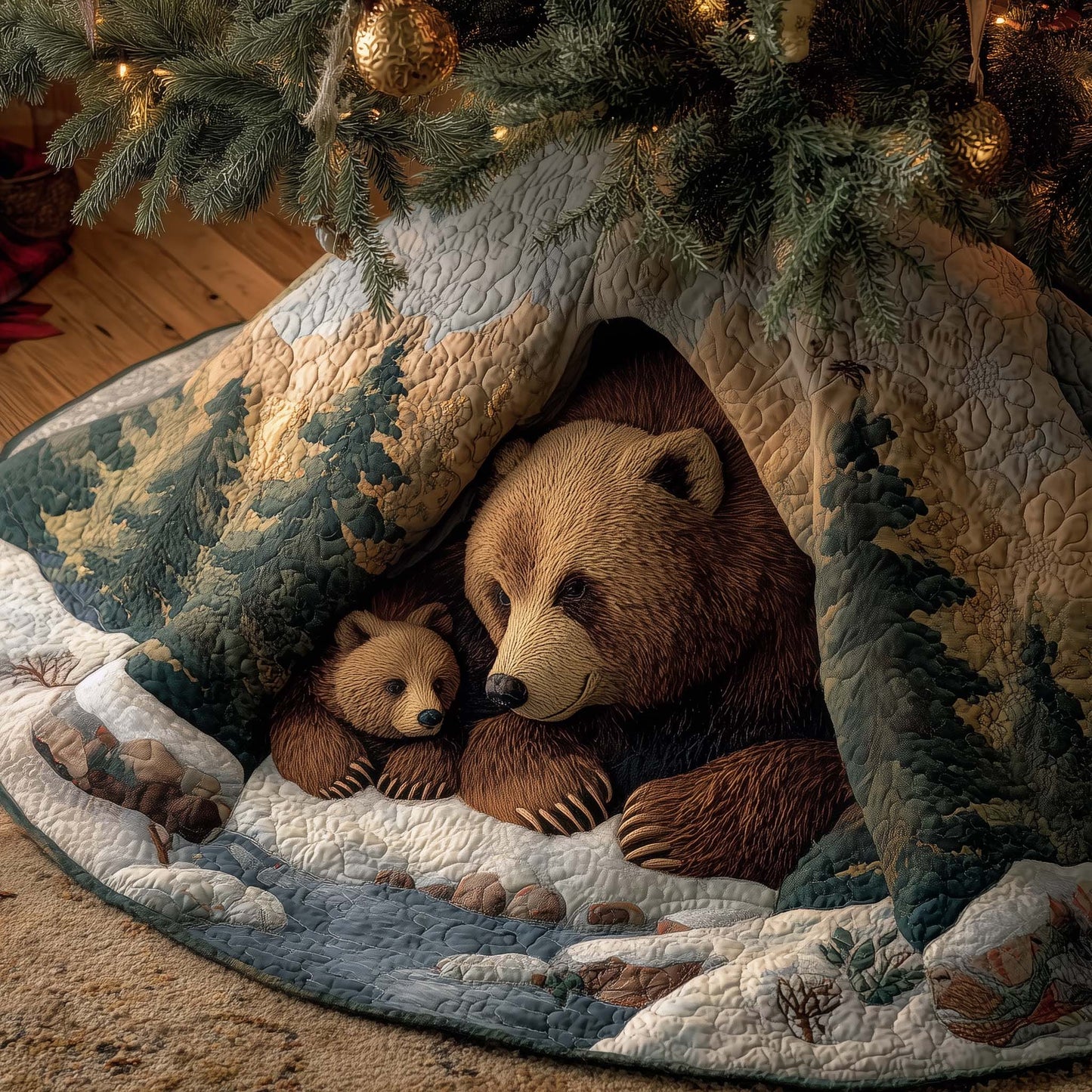 Woodland Bear Quilted Tree Skirt GFTOYC2027