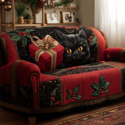Feline Elegance Quilted Sofa Cover GFTOYC2045