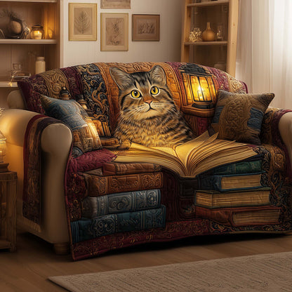 Feline Elegance Quilted Sofa Cover GFTOYC2046