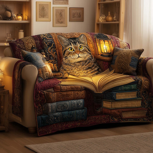 Feline Elegance Quilted Sofa Cover GFTOYC2046