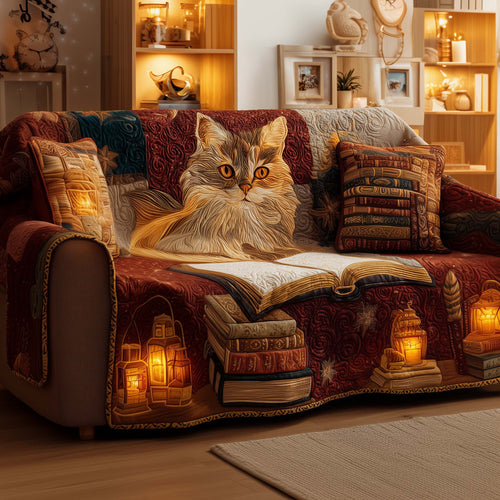 Feline Elegance Quilted Sofa Cover GFTOYC2047