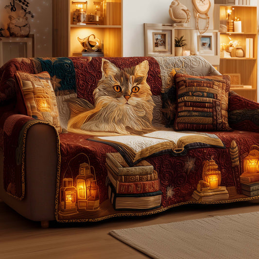 Feline Elegance Quilted Sofa Cover GFTOYC2047