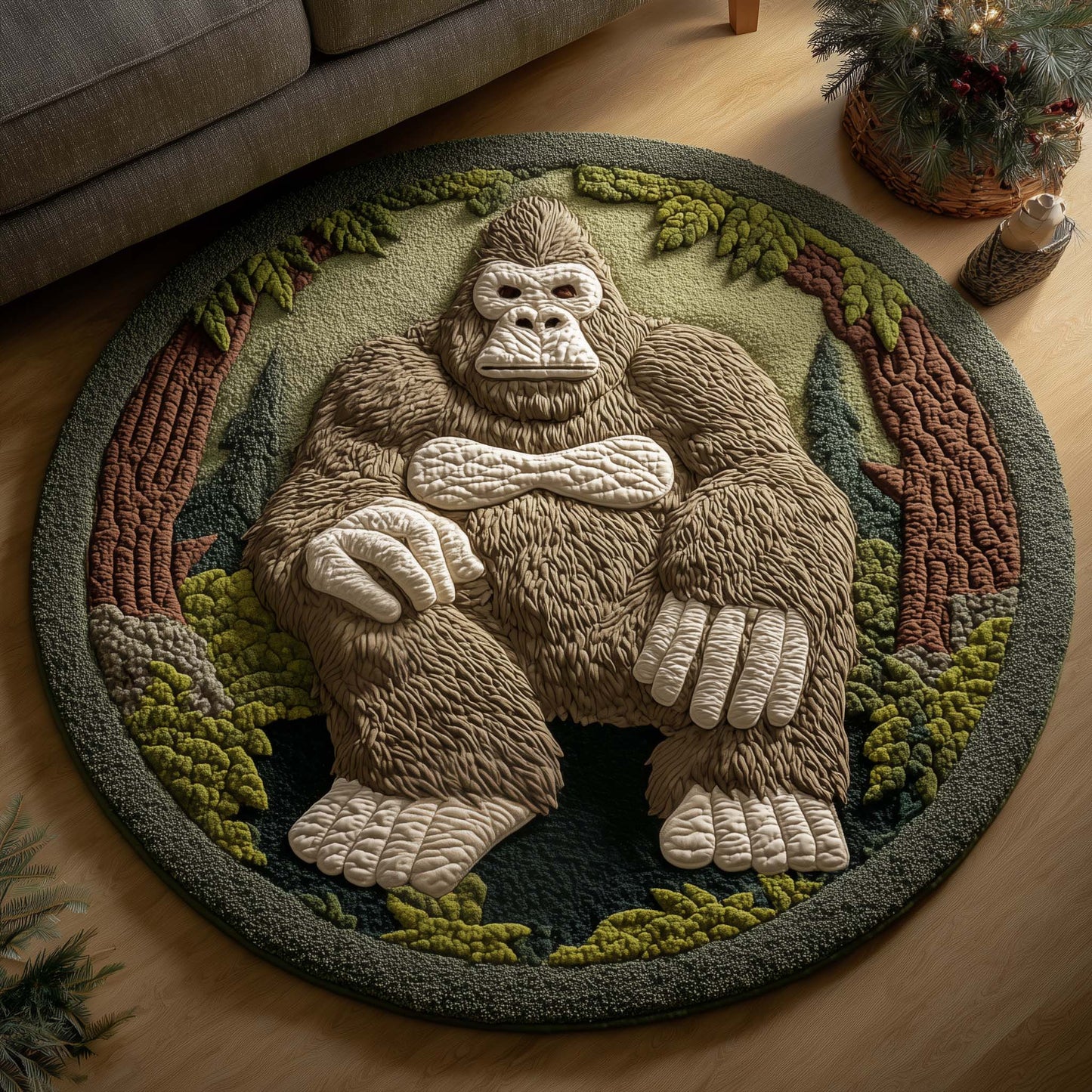 Forest Bigfoot Quilted Round Mat GFTOYC2057