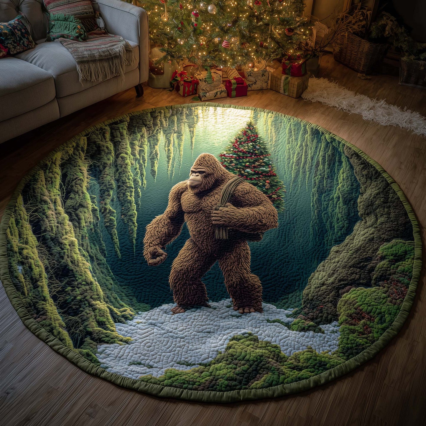 Forest Bigfoot Quilted Round Mat GFTOYC2060