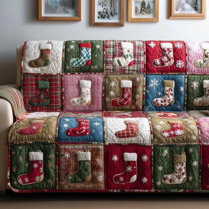 Santa Boots Patchwork Quilted Sofa Cover GFTOYC2062