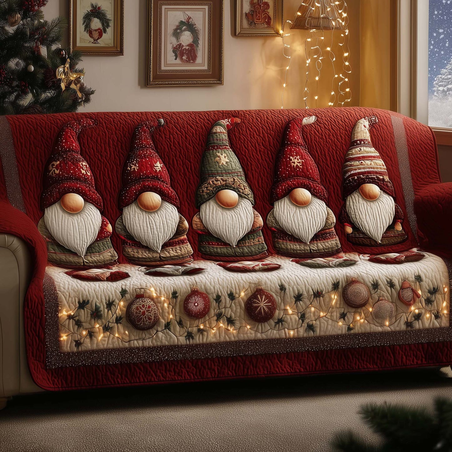 Cheerful Gnome Quilted Sofa Cover GFTOYC2068