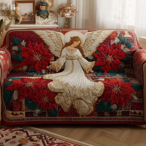 Poinsettia Angel Quilted Sofa Cover GFTOYC2088