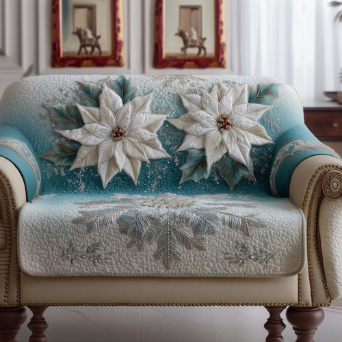 Festive Poinsettia Quilted Sofa Cover GFTOYC2091
