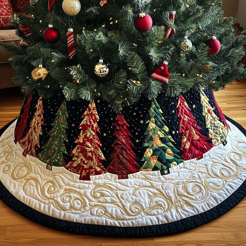 Holiday Pine Trees Quilted Tree Skirt GFTOYC2108