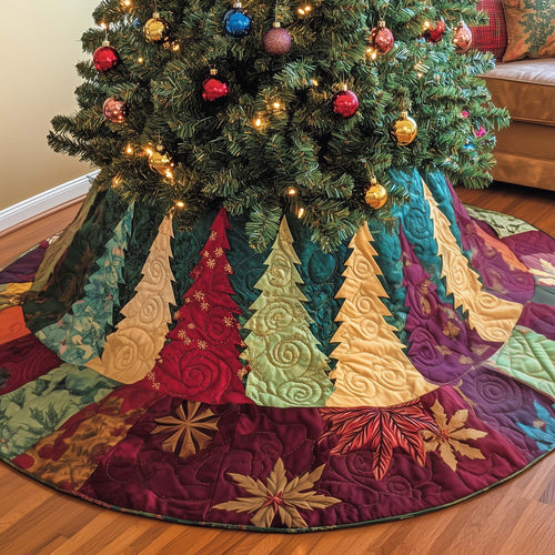 Holiday Pine Trees Quilted Tree Skirt GFTOYC2109