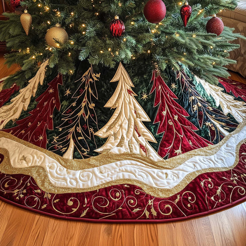 Holiday Pine Trees Quilted Tree Skirt GFTOYC2111