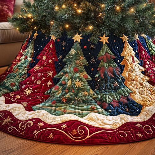 Holiday Pine Trees Quilted Tree Skirt GFTOYC2113
