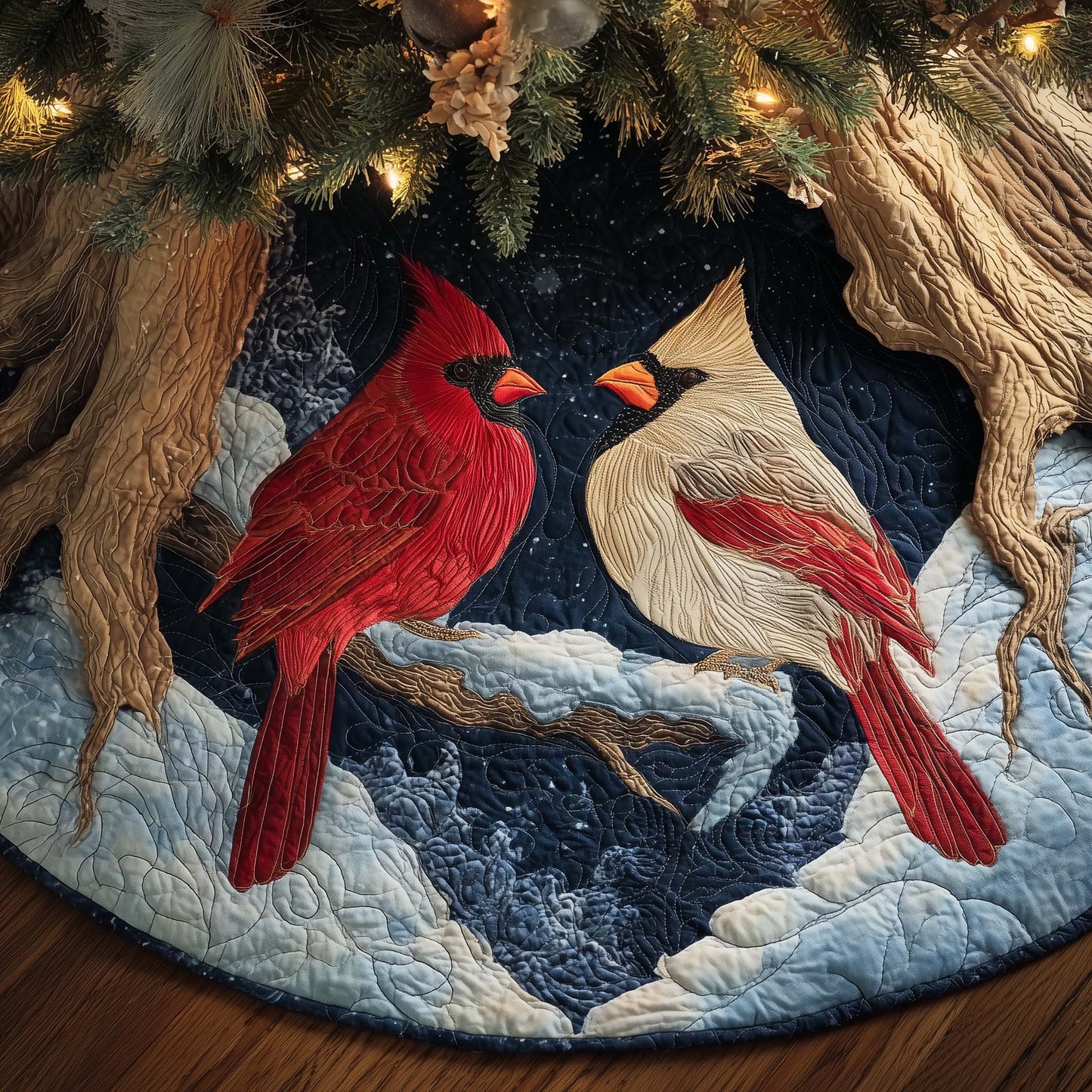 Bright Cardinal Quilted Tree Skirt GFTOYC2141