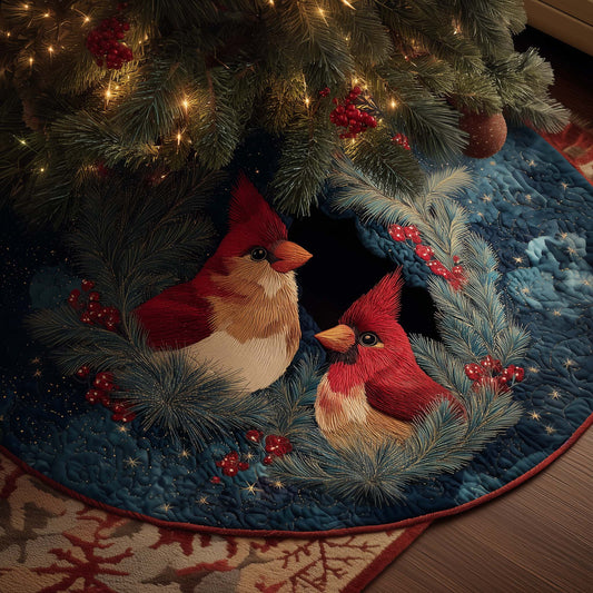 Bright Cardinal Quilted Tree Skirt GFTOYC2144